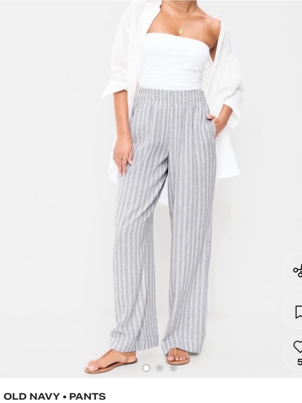 Old Navy Gray Striped Wide-Leg Pants